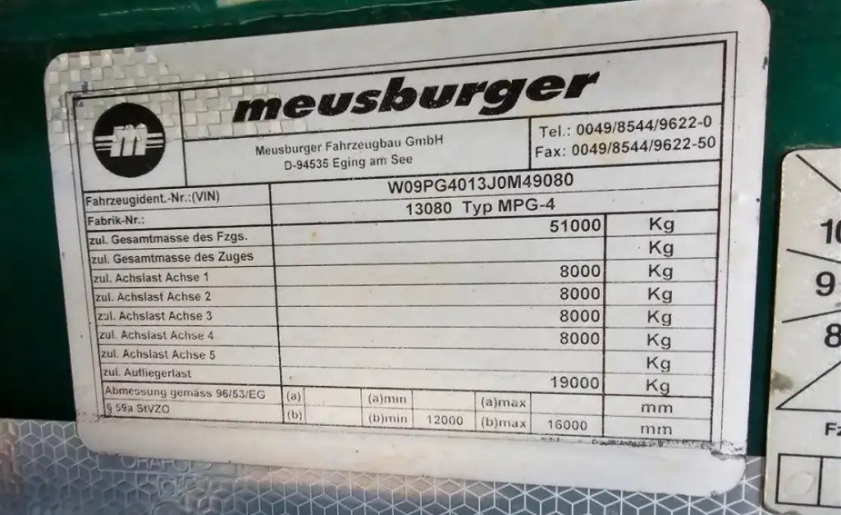 Meusburger 4-ass. Uitschuifbare semi dieplader met huifopbouw // 2x Naloop gestuurd