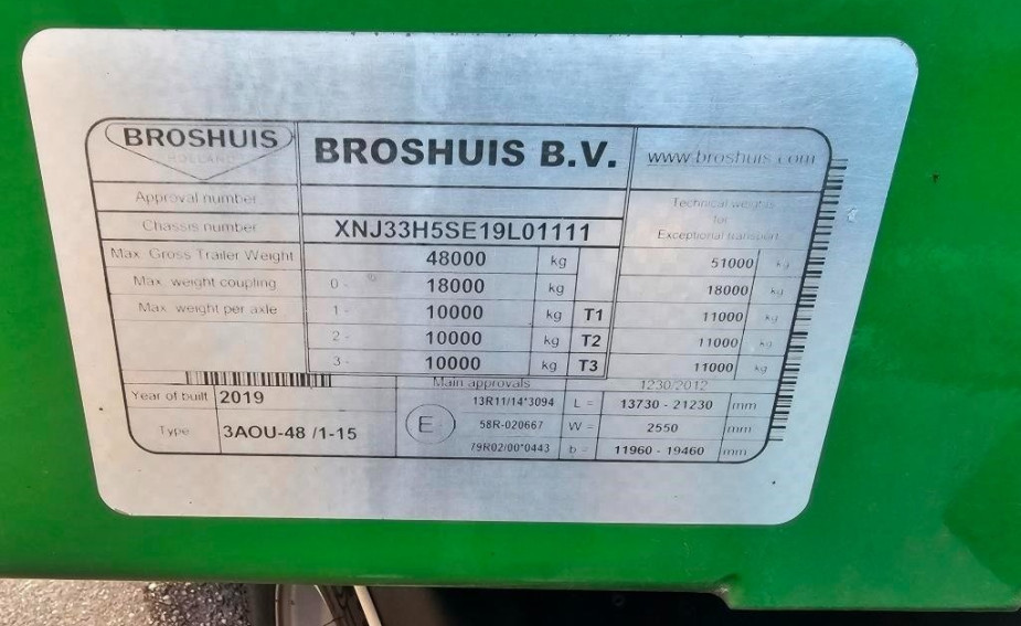 Broshuis 3-ass. Vlakke uitschuifbare oplegger // 3x gestuurd